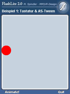 Beispiel 1: Tastaturabfrage und Actionscript-Tween-Animation